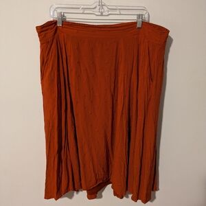 Torrid Burnt Orange Midi Eyelet Aline Lined Skirt Size 2X